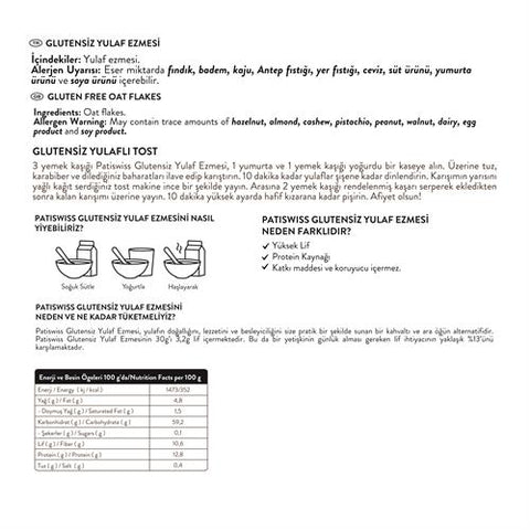 Glutensiz Yulaf Ezmesi , 350G