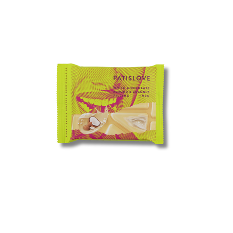 Hindistan Cevizi ve Badem Dolgulu Beyaz Çikolata, 100G