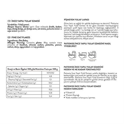 İnce Yapılı Yulaf Ezmesi, 400G
