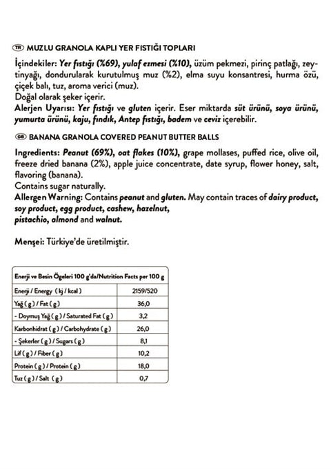 Jul Muzlu Granola Kaplı Yer Fıstığı Topları, 90G x 3 Adet