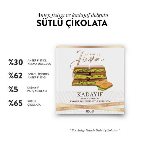Juva Antep Fıstığı ve Kadayıflı Dubai Çikolatası, 60G