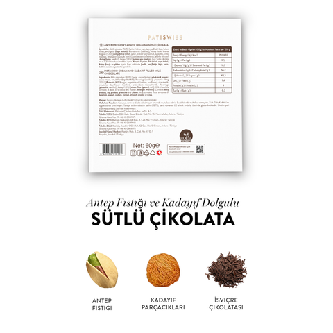 Juva Antep Fıstığı ve Kadayıflı Dubai Çikolatası, 60G