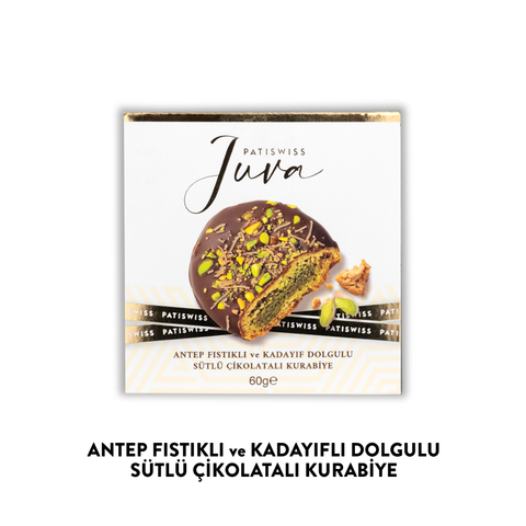 Juva Antep Fıstıklı ve Kadayıflı Sütlü Çikolatalı Kurabiye, 60G