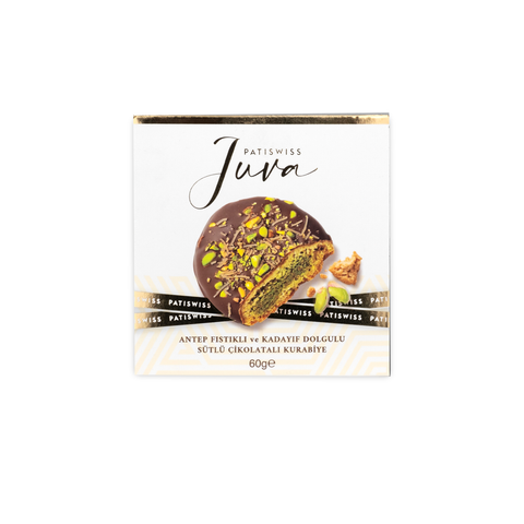 Juva Antep Fıstıklı ve Kadayıflı Sütlü Çikolatalı Kurabiye, 60G