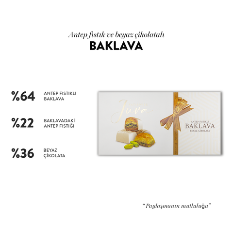 Juva Beyaz Çikolata Kaplı Antep Fıstıklı Baklava, 230G