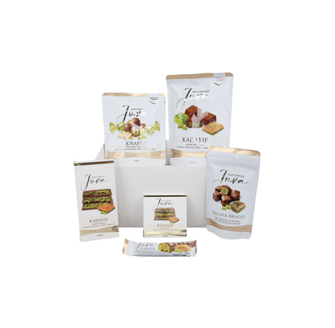 Juva Beyaz Hediye Kutusu Antep Fıstığı ve Kadayıflı Sütlü Çikolata Serisi