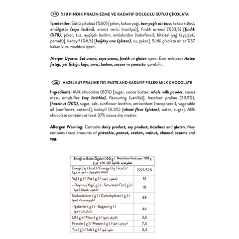 Juva Fındıklı ve Kadayıflı Dubai Çikolatası, 100G