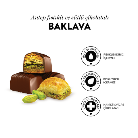 Juva Sütlü Çikolata Kaplı Antep Fıstıklı Baklava, 230G