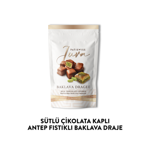 Juva Sütlü Çikolata Kaplı Antep Fıstıklı Baklava Draje, 80G