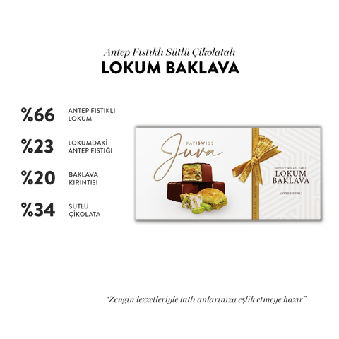 Juva Sütlü Çikolata Kaplı Antep Fıstıklı Lokum Baklava, 270G