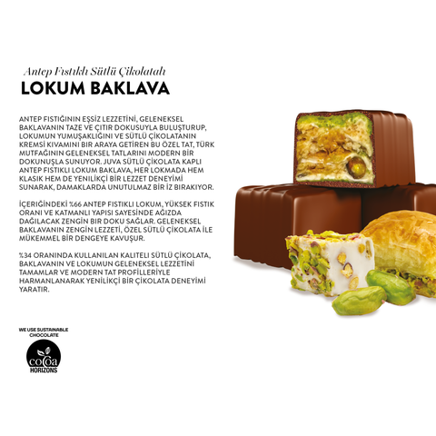 Juva Sütlü Çikolata Kaplı Antep Fıstıklı Lokum Baklava, 270G