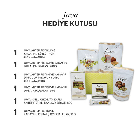Juva Yeşil Hediye Kutusu Antep Fıstığı ve Kadayıflı Sütlü Çikolata Serisi