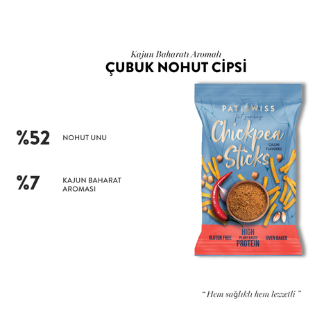 Kajun Baharatı Aromalı Çubuk Nohut Cips, 50G