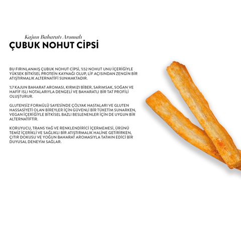 Kajun Baharatı Aromalı Çubuk Nohut Cips, 50G