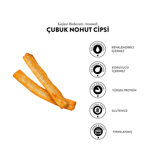 Kajun Baharatı Aromalı Çubuk Nohut Cips, 50G x 6 Adet
