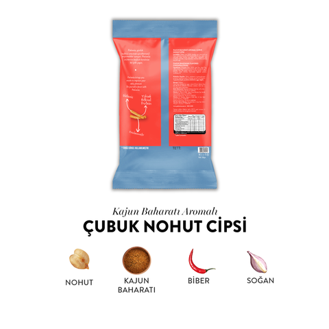 Kajun Baharatı Aromalı Çubuk Nohut Cips, 50G x 6 Adet