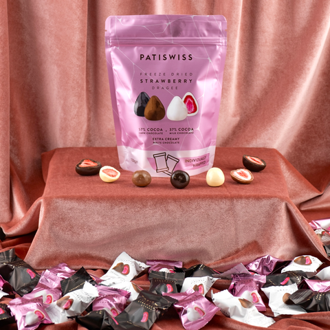 Karışık Çikolatalı İkramlık Tek Tek Paketli Çilek Draje, 150G