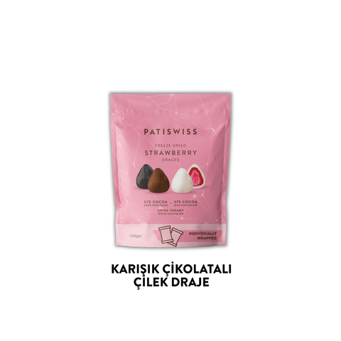 Karışık Çikolatalı İkramlık Tek Tek Paketli Çilek Draje, 150G