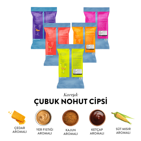 Karışık Çubuk Nohut Cips Seti 50g x 10 Adet