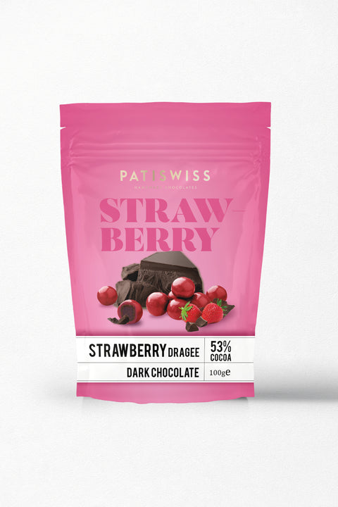 Kırmızı Renkli Bitter Çikolatalı Çilek Draje, 100G