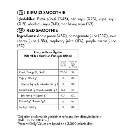 Kırmızı Smoothie, 250ML x 6 Adet