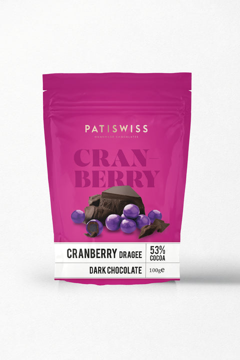 Mor Renkli Bitter Çikolata Kaplı Turna Yemişi Draje, 100G