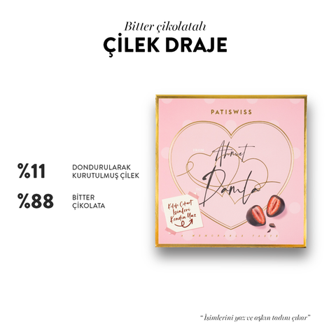 Özel Tasarım Bitter Çikolatalı Çilek Draje, 60G