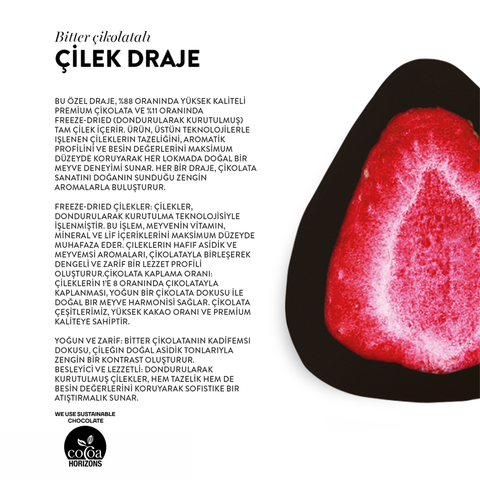 Özel Tasarım Bitter Çikolatalı Çilek Draje, 60G