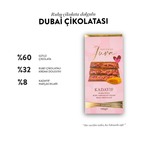 Juva Ruby Çikolata ve Kadayıflı Dubai Çikolatası, 100G