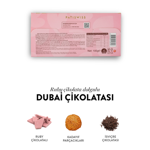 Juva Ruby Çikolata ve Kadayıflı Dubai Çikolatası, 100G