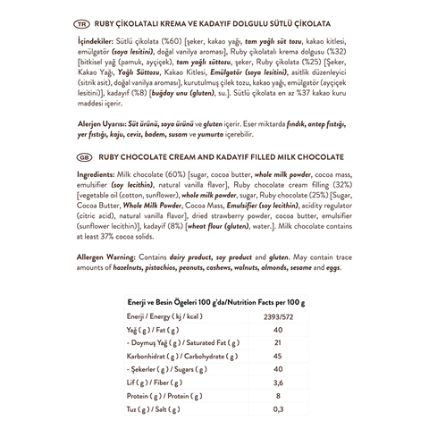 Juva Ruby Çikolata ve Kadayıflı Dubai Çikolatası, 100G