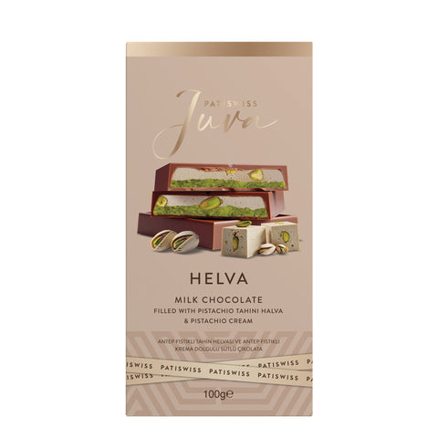 Tahin Helvası ve Antep Fıstıklı Krema Dolgulu Sütlü Çikolata, 100G