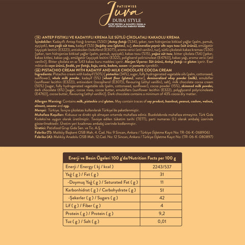 Sütlü Çikolatalı Antep Fıstığı Kreması – Juva Dubai Style, 200G