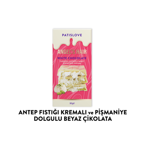 Patislove Antep Fıstığı Kremalı ve Pişmaniye Dolgulu Beyaz Çikolata, 90G