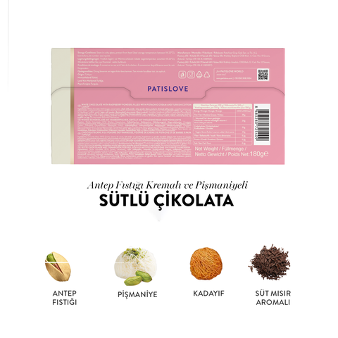 Patislove Antep Fıstığı Kremalı ve Pişmaniye Dolgulu Sütlü Çikolata, 180G