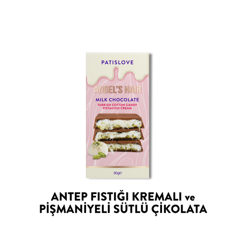 Patislove Antep Fıstığı Kremalı ve Pişmaniye Dolgulu Sütlü Çikolata, 90G