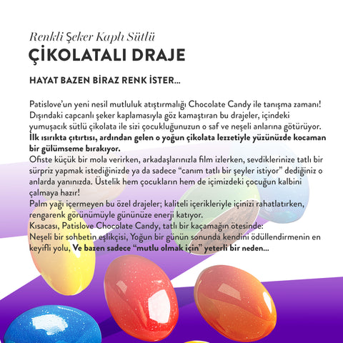 Patislove Renkli Şeker Kaplı Sütlü Çikolatalı Draje, 90G