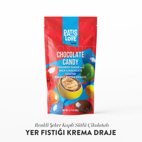 Patislove Renkli Şeker Kaplı Sütlü Çikolatalı Yer Fıstığı Krema Draje, 90G