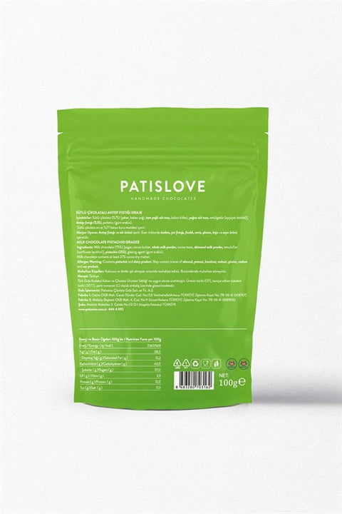 Patislove Sütlü Çikolatalı Antep Fıstığı Draje, 100G