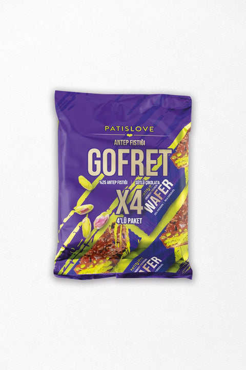 Patislove Sütlü Çikolatalı Antep Fıstıklı Wafer Gofret, 33G x 4 Adet