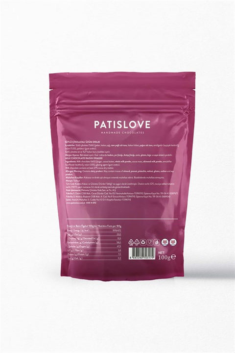 Patislove Sütlü Çikolatalı Üzüm Draje, 100g