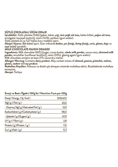 Patislove Sütlü Çikolatalı Üzüm Draje, 100g