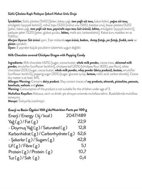 Patlayan Şekerli Nohut Unlu Draje Kova, 250G