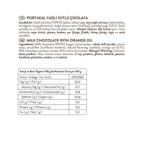 P'orange Portakal Yağlı Sütlü Çikolata, 85G