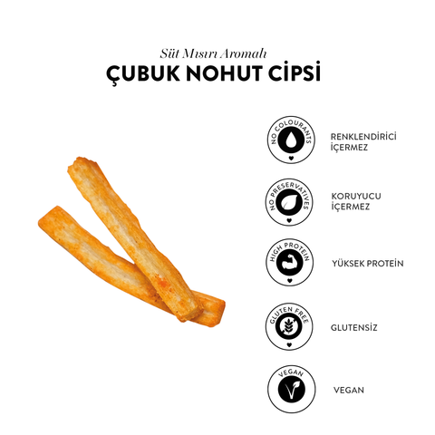 Süt Mısır Aromalı Çubuk Nohut Cips, 50G