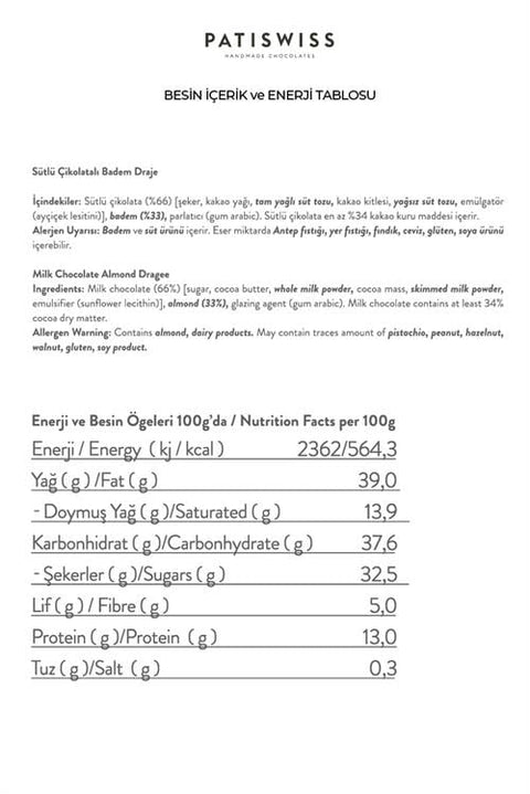 Sütlü Çikolatalı Badem Draje, 80G