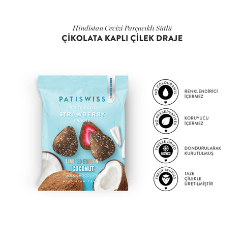 Sütlü Çikolatalı Hindistan Cevizli Çilek Draje, 50G