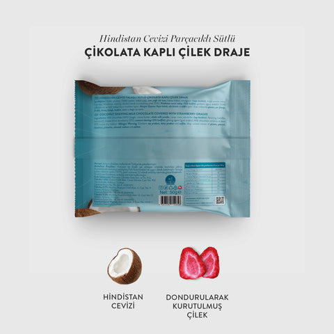 Sütlü Çikolatalı Hindistan Cevizli Çilek Draje, 50G