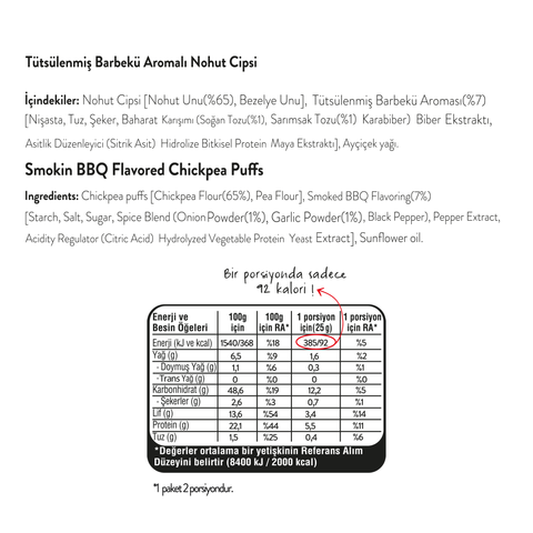 Tütsülenmiş Barbekü Aromalı Nohut Cips, 50G