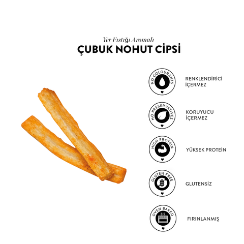 Yer Fıstığı Aromalı Çubuk Nohut Cips, 50G x 6 Adet
